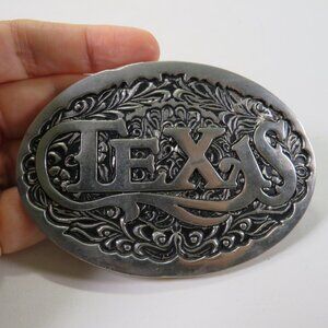 Vintage TL&B Texas Belt Buckle silver plated engraved 2 7/8" x 3 3/4" ALL METAL
